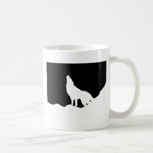 Unique Black & White Pop Art Wolf Silhouette Coffee Mug