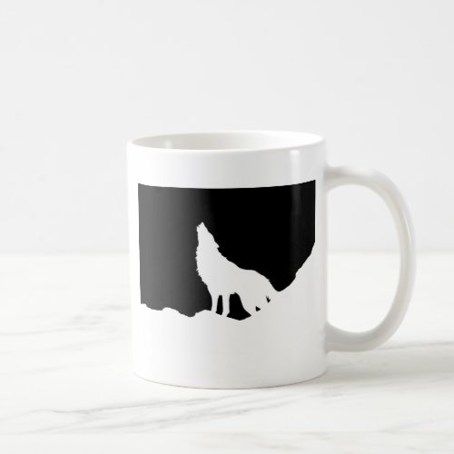 Unique Black  White Pop Art Wolf Silhouette Coffee Mug