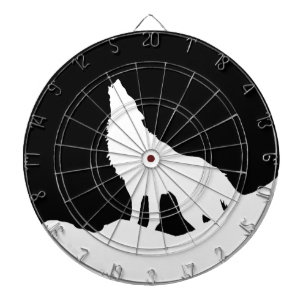 Unique Black & White Pop Art Wolf Silhouette Dart Board