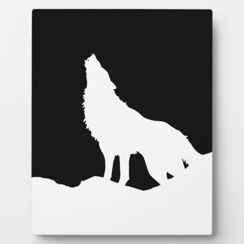 Unique Black  White Pop Art Wolf Silhouette Plaque