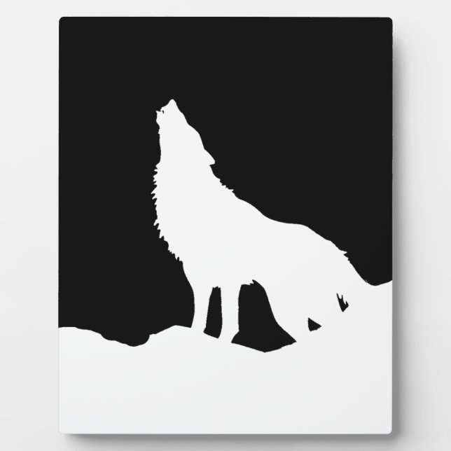 Unique Black & White Pop Art Wolf Silhouette Plaque (Front)