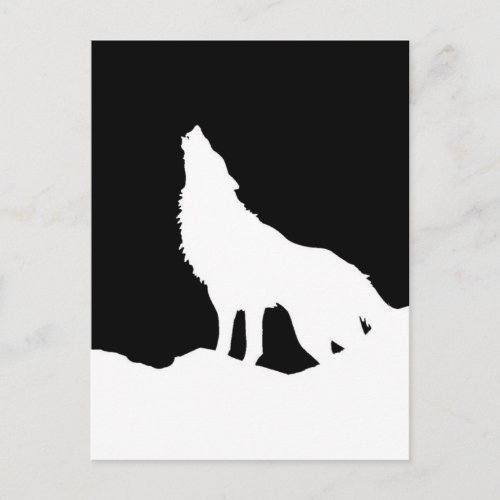 Unique Black  White Pop Art Wolf Silhouette Postcard