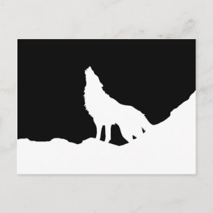 Unique Black & White Pop Art Wolf Silhouette Postcard
