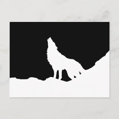 Unique Black  White Pop Art Wolf Silhouette Postcard