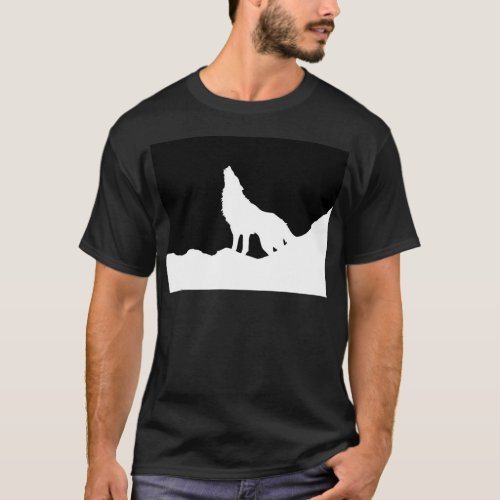 Unique Black  White Pop Art Wolf Silhouette T_Shirt