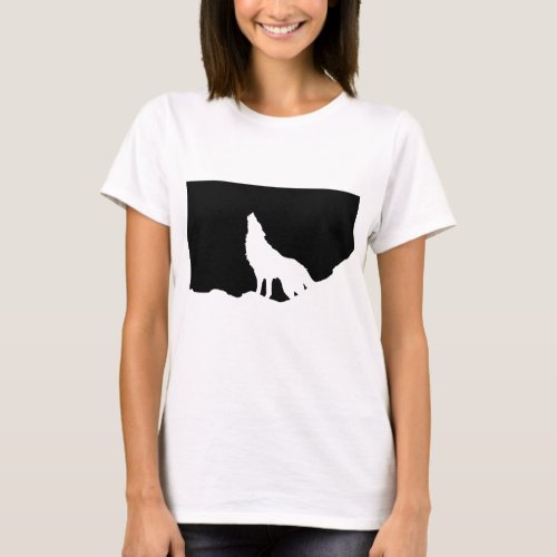 Unique Black  White Pop Art Wolf Silhouette T_Shirt