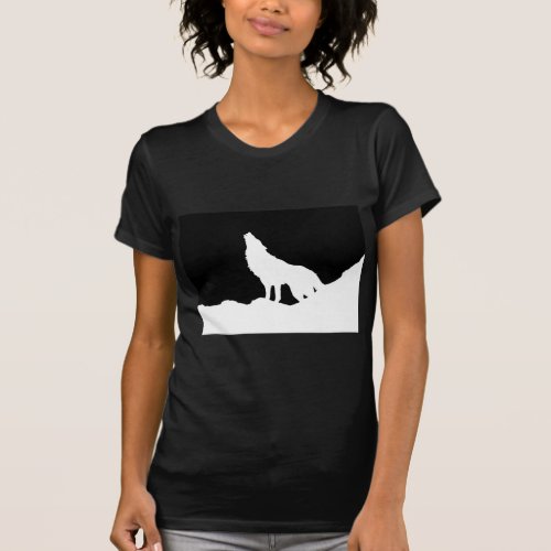 Unique Black  White Pop Art Wolf Silhouette T_Shirt