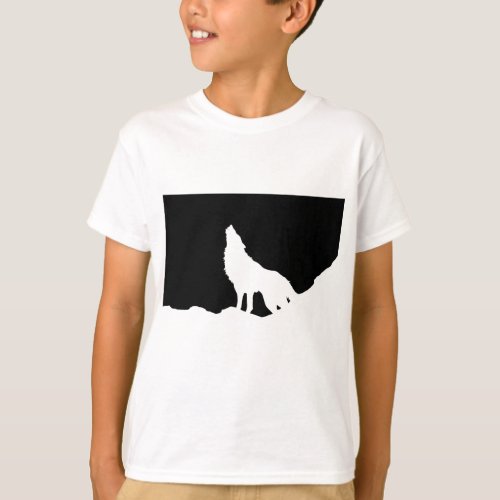 Unique Black  White Pop Art Wolf Silhouette T_Shirt