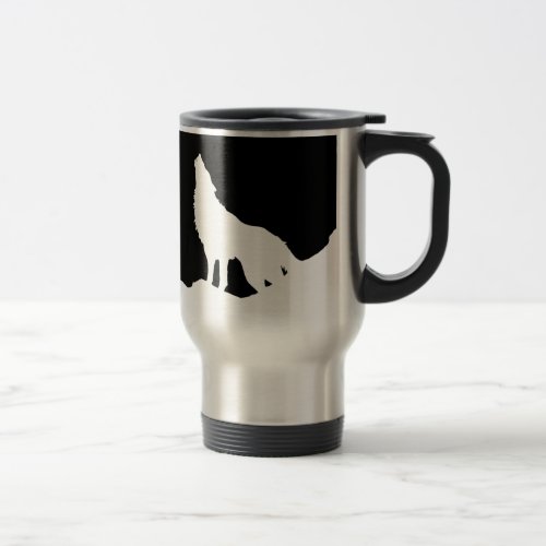 Unique Black  White Pop Art Wolf Silhouette Travel Mug