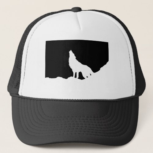 Unique Black  White Pop Art Wolf Silhouette Trucker Hat