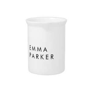 Unique Black White Trendy Add Your Name Beverage Pitcher
