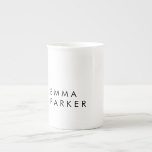 Unique Black White Trendy Add Your Name Bone China Mug