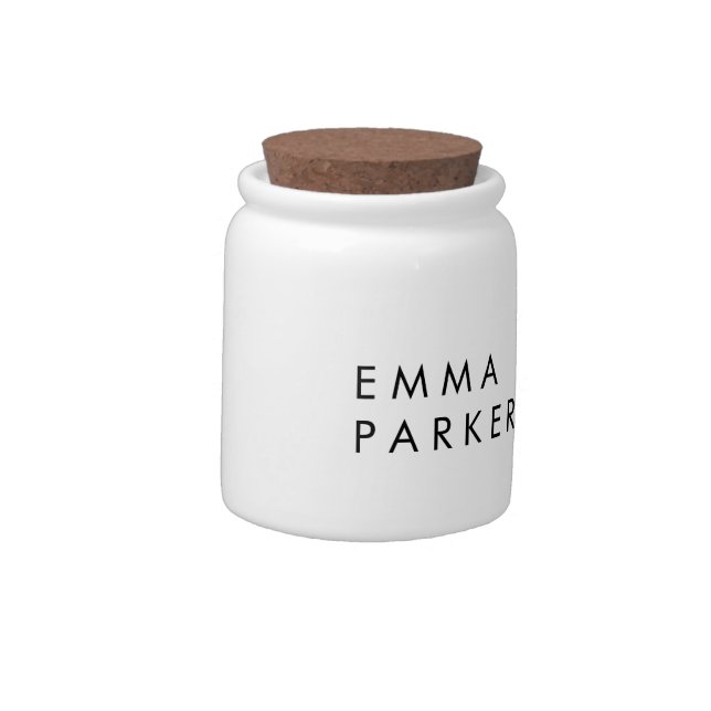 Unique Black White Trendy Add Your Name Candy Jar (Left)