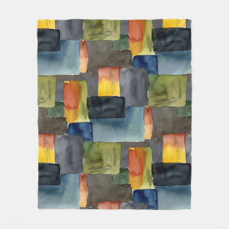 Unique blocked colors seamless pattern fleece blanket