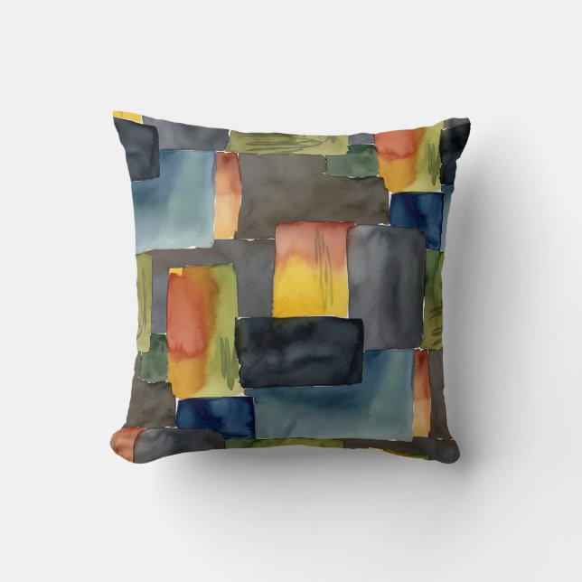 Unique blocked colors seamless pattern throw pillow (Front)