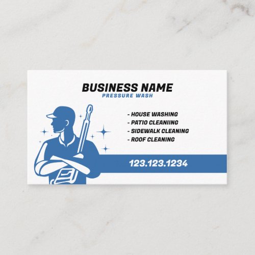Unique Blue and White Pressure Washer Business Card