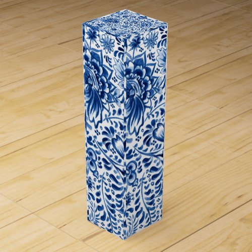Unique blue and white wine box
