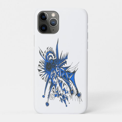 Unique Blue Black White Abstract Art iPhone 11 Pro Case
