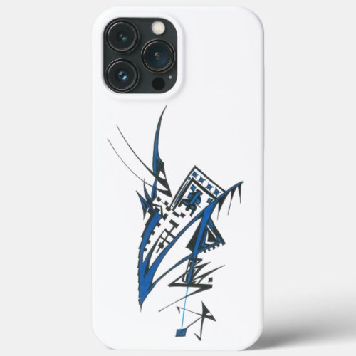 Unique Blue Black White Abstract Art iPhone 13 Pro Max Case
