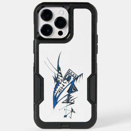 Unique Blue Black White Abstract Art OtterBox iPhone 14 Pro Max Case
