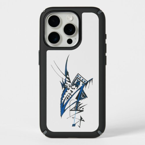 Unique Blue Black White Abstract Art iPhone 15 Pro Case