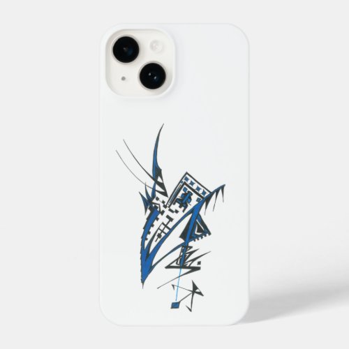 Unique Blue Black White Abstract iPhone 14 Case