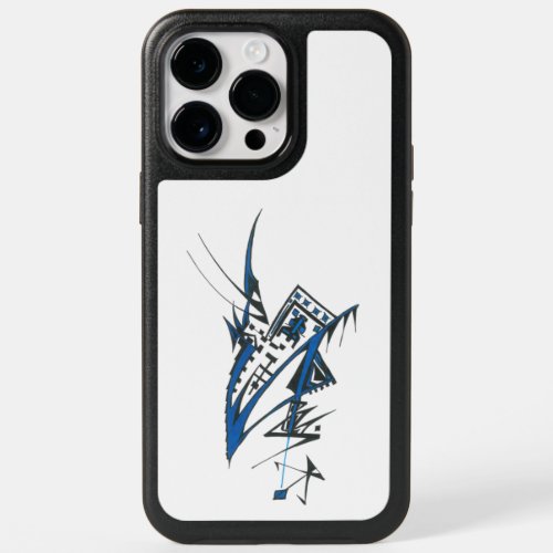 Unique Blue Black White Abstract OtterBox iPhone 14 Pro Max Case