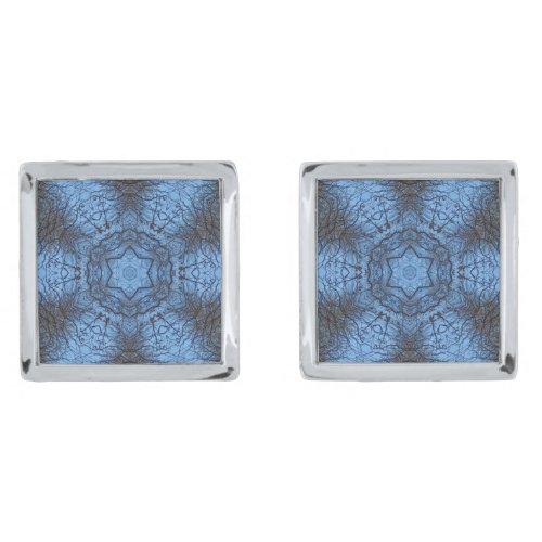 Unique Blue Brown Abstract Cufflinks