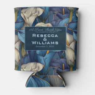 Unique Blue Calla Lilies Charm Greenery Wedding Can Cooler
