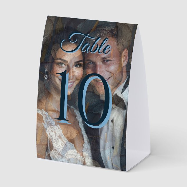Unique Blue Calla Lilies Garden Modern Wedding Paper Table Tent (Front)