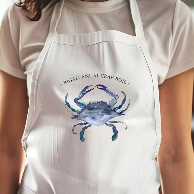 Unique Blue Crab Boil Adult Apron (Custom aprons blue crap art by Victoria Grigaliunas Do Tell A Belle personalized)