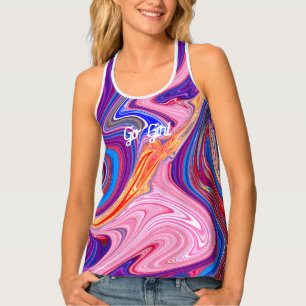 Unique Blue Design Abstract Women's Tank Top