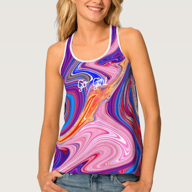 Unique Blue Design Abstract Women's Tank Top (Front)