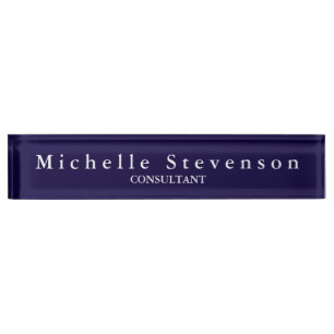 Unique Blue Elegant Modern Desk Nameplate