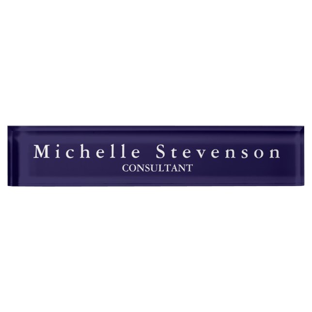 Unique Blue Elegant Modern Desk Nameplate (Front)