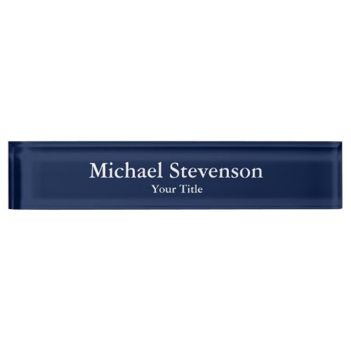 Unique Blue Elegant Modern Desk Nameplate