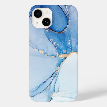 Unique Blue Gold Marble Pattern Iphone / Android Case-mate Iphone 14 Case by Sozo4all at Zazzle