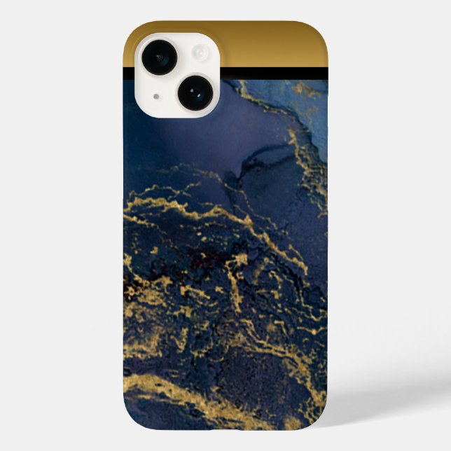 Unique Blue Gold Marble Pattern iPhone / Android Case-Mate iPhone Case (Back)