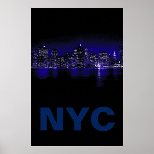 Unique Blue New York City Poster