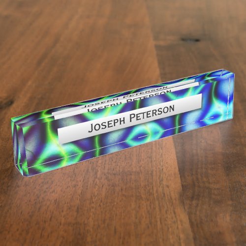 Unique Blue Petals Abstract Design Desk Name Plate