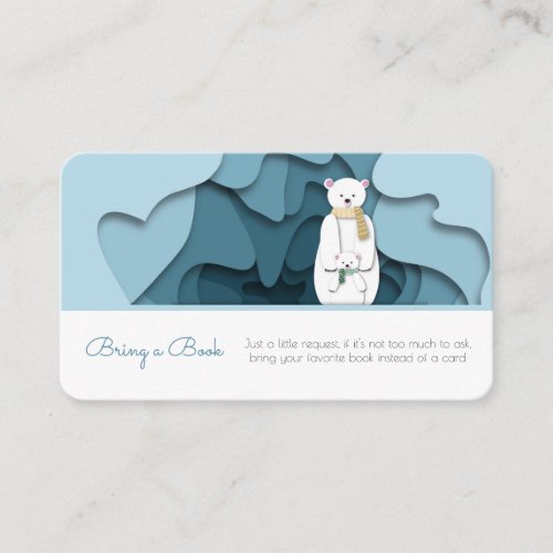 Unique Blue Polar Family Bear Bring a Book Enclosure Card