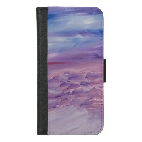 Unique Blue Purple Pink White Abstract  iPhone 87 Wallet Case