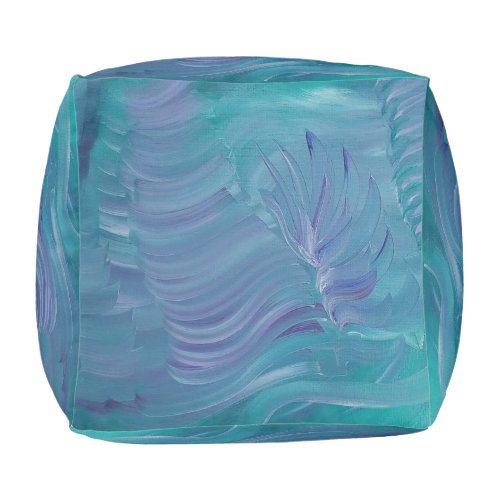 Unique Blue Purple White Abstract Pouf