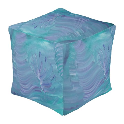 Unique Blue Purple White Abstract Pouf