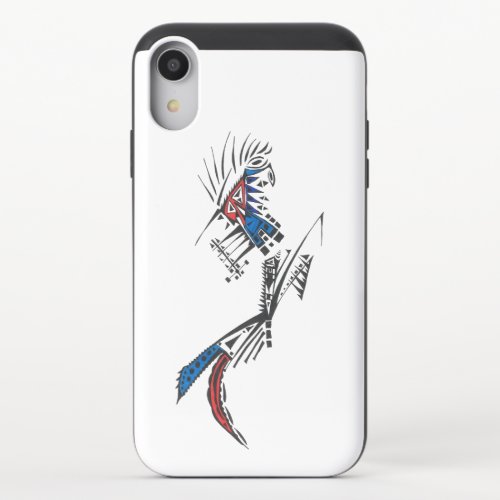 Unique Blue Red Black White Abstract Art iPhone XR Slider Case