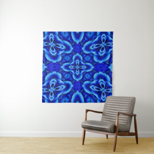 Unique Blue Rose Pattern Tapestry