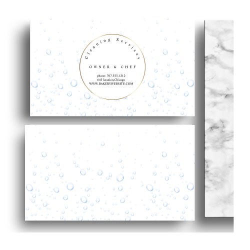 unique blue Water drops pattern Cleaning Service Business Card