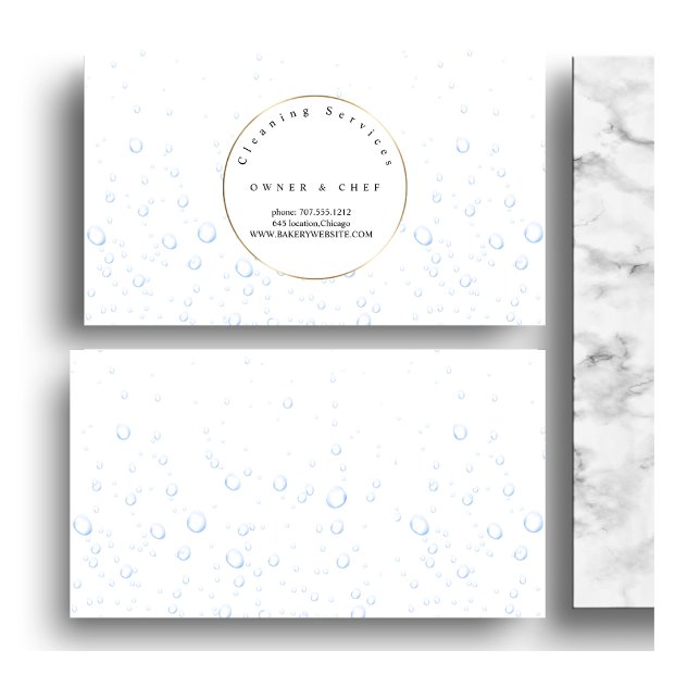 unique blue Water drops pattern Cleaning Service Business Card (Creator Uploaded)