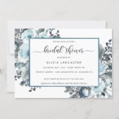 Unique Blue Watercolor, Blue Floral Bridal Shower Invitation (Front)