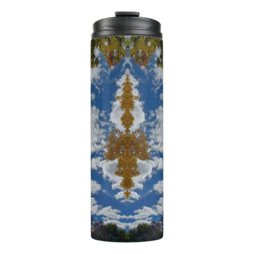 Unique Blue White Tan Abstract Nature Thermal Tumbler